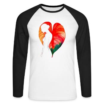 Flowers Women girl fashion design art female style - Unisex Long Sleeve Baseball T-Shirt - white/black - Front - Nik (191cm)