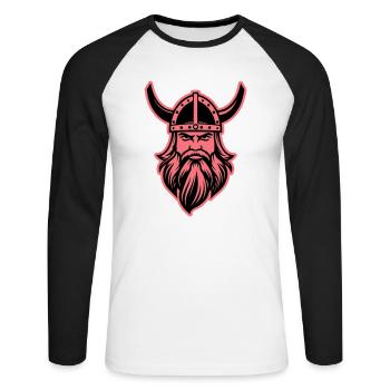 Wikinger Kopf Krieger Valhalla Odin - Unisex Baseballshirt langarm - Weiß/Schwarz - Vorne - Nik (191cm)