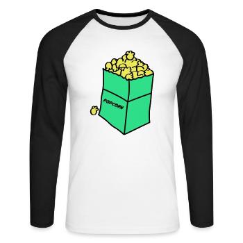 Maïs soufflé 02 - T-shirt baseball manches longues Homme - blanc/noir - Devant - Nik (191cm)
