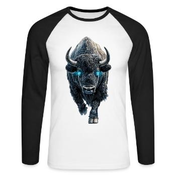 Bison - Unisex Baseballshirt langarm - Weiß/Schwarz - Vorne - Nik (191cm)