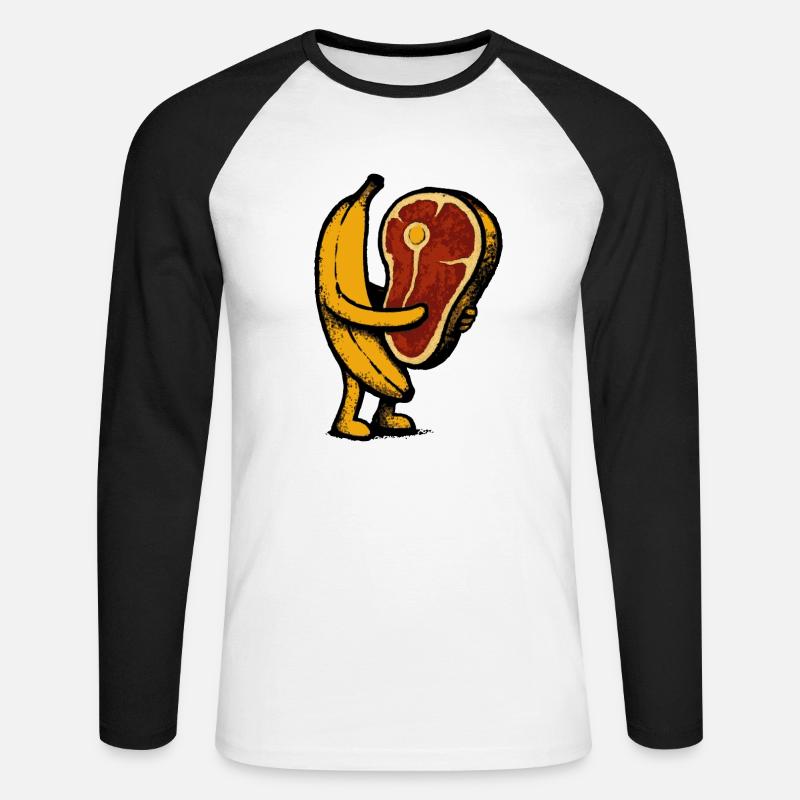 Banane mit Fleisch - Unisex Baseballshirt langarm - Weiß/Schwarz