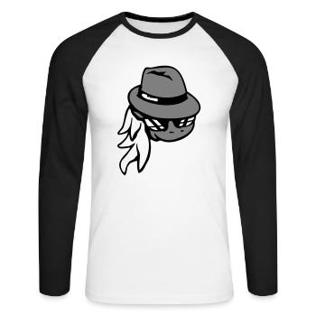 Cheval Gangster Chapeau Lunettes de soleil Criminal Cool - T-shirt baseball manches longues Homme - blanc/noir - Devant - Nik (191cm)