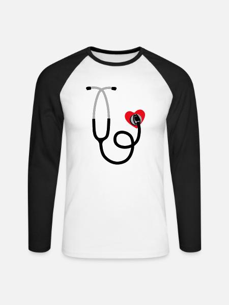 dr love - Unisex Baseballshirt langarm - Weiß/Schwarz