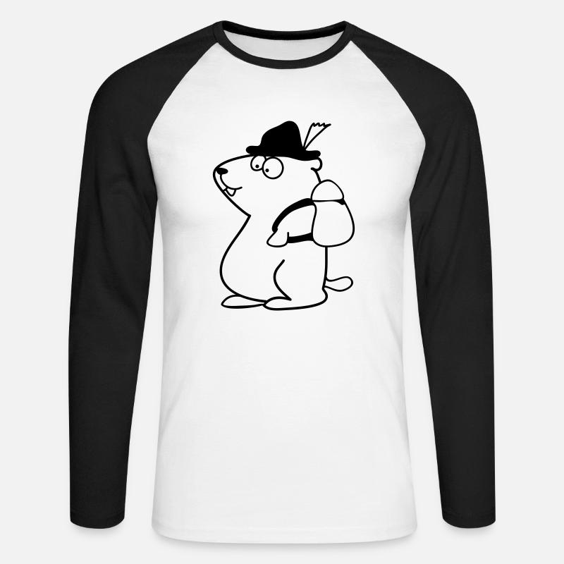 Murmeltier - Unisex Baseballshirt langarm - Weiß/Schwarz