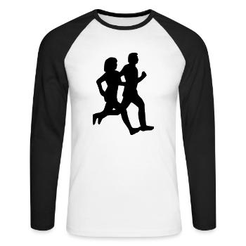 Friedens-Lauf - Unisex Baseballshirt langarm - Weiß/Schwarz - Vorne - Nik (191cm)