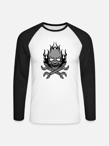 Tuning Skull - Unisex Baseballshirt langarm - Weiß/Schwarz
