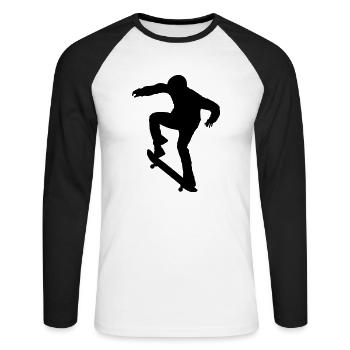 Skater - Skateboard - Skating - T-shirt baseball manches longues Homme - blanc/noir - Devant - Nik (191cm)