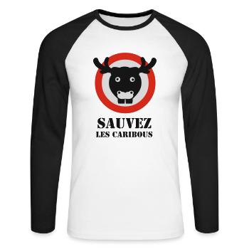 caribou - T-shirt baseball manches longues Homme - blanc/noir - Devant - Nik (191cm)