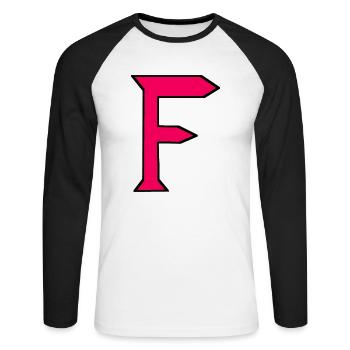 Q - Just a letter! - by YoshiArt - Unisex Long Sleeve Baseball T-Shirt - white/black - Front - Nik (191cm)