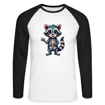 Skeleton Raccoon – Cute, Cheeky & a Little Bit - Unisex Long Sleeve Baseball T-Shirt - white/black - Front - Nik (191cm)