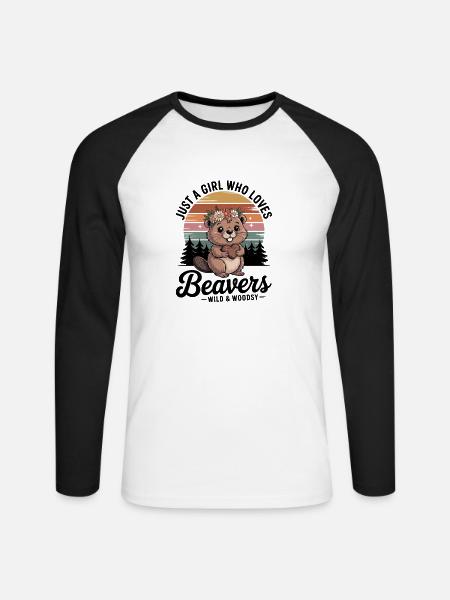 Just a girl who loves beavers - Unisex Baseballshirt langarm - Weiß/Schwarz