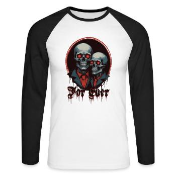 Skelett Paar - Unisex Baseballshirt langarm - Weiß/Schwarz - Vorne - Nik (191cm)
