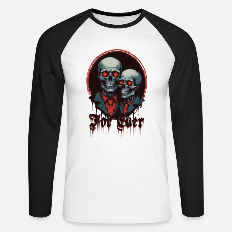 Skelett Paar - Unisex Baseballshirt langarm - Weiß/Schwarz