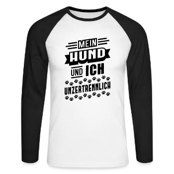 Hund & Ich (unzertrennlich) - Unisex Baseballshirt langarm - Weiß/Schwarz - Vorne - Nik (191cm)