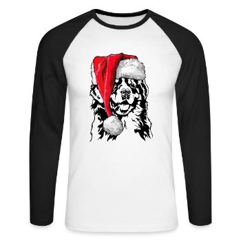 Chien de montagne de Santa Bernese Chiens de Noël Wilsigns - T-shirt baseball manches longues Homme - blanc/noir - Devant - Nik (191cm)