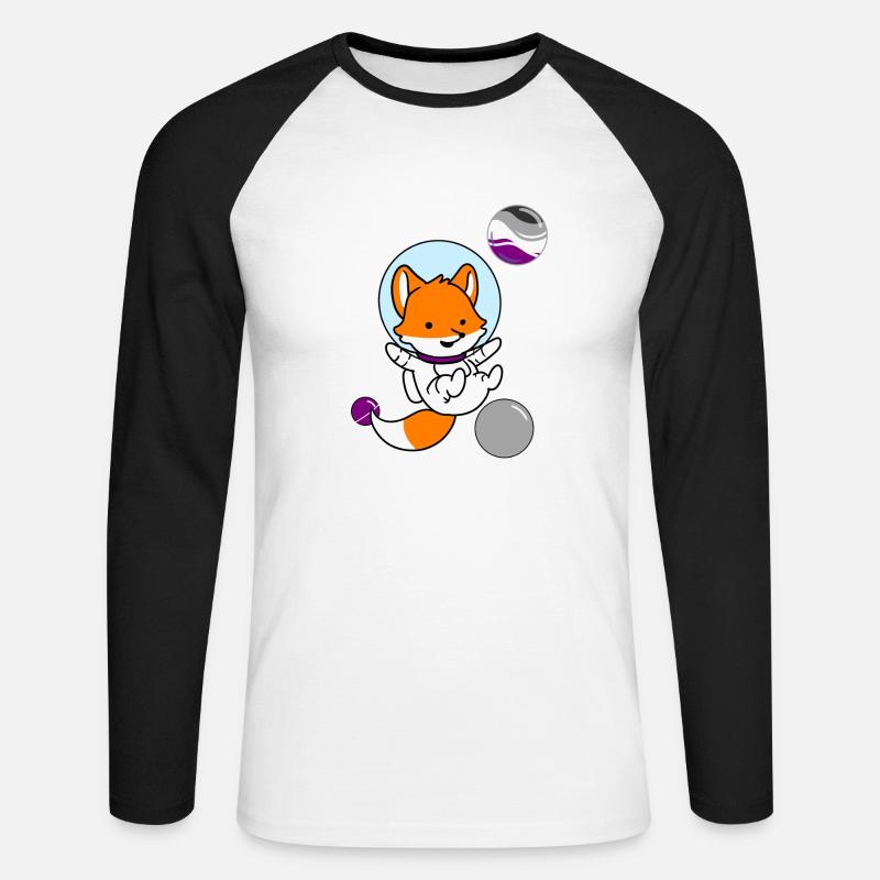 Fuchs Astronaut Ace Pride - Unisex Baseballshirt langarm - Weiß/Schwarz