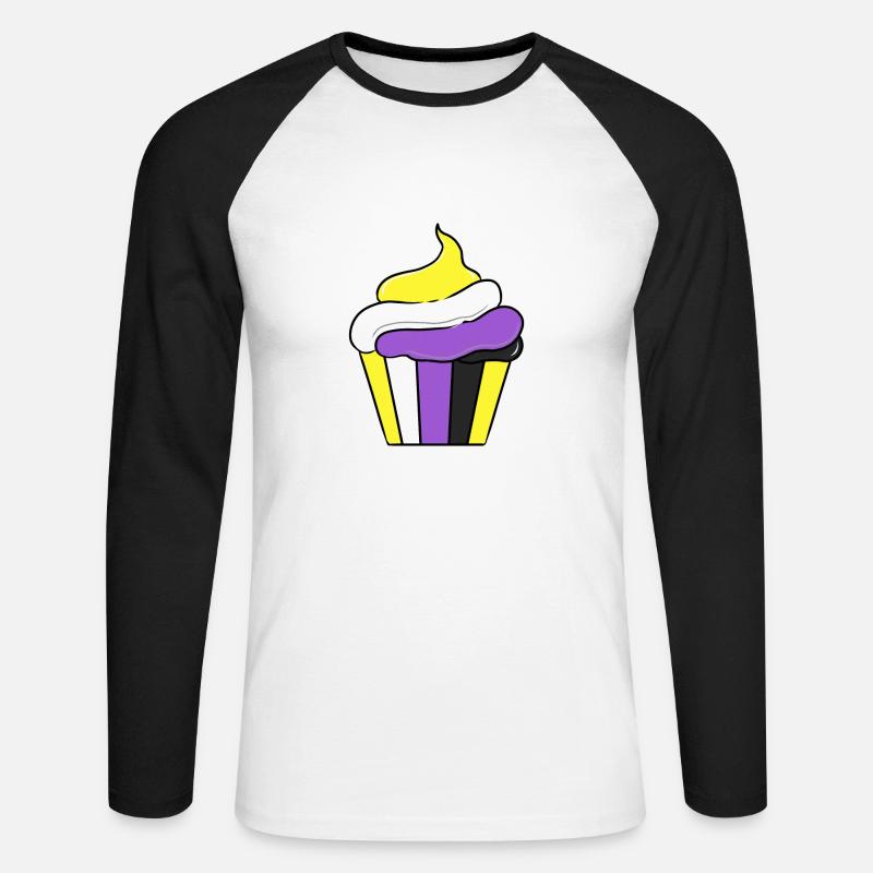 Nonbinary Cupcake Nonbinary Pride - Unisex Long Sleeve Baseball T-Shirt - white/black
