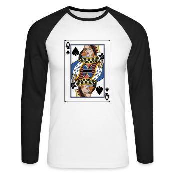 Dame de Pique - T-shirt baseball manches longues Homme - blanc/noir - Devant - Nik (191cm)