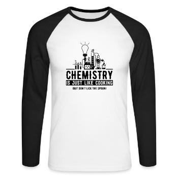 Chemie (anpassbare Farbe) - Unisex Baseballshirt langarm - Weiß/Schwarz - Vorne - Nik (191cm)