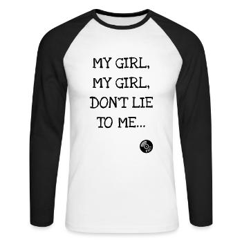 Mein Mädchen, mein Mädchen, lüg mich nicht an ... Nirvana - Unisex Baseballshirt langarm - Weiß/Schwarz - Vorne - Nik (191cm)