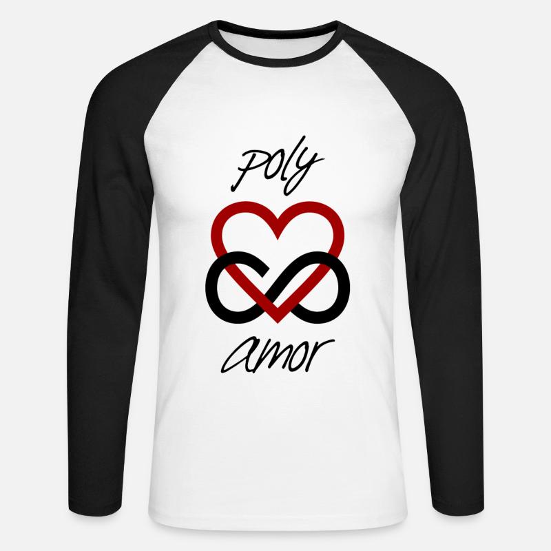 Herz Unendlichzeichen Liebe Polyamorie poly amor - Unisex Baseballshirt langarm - Weiß/Schwarz