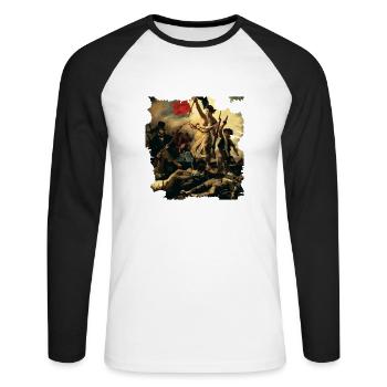 FRANCE Révolution française - T-shirt baseball manches longues Homme - blanc/noir - Devant - Nik (191cm)