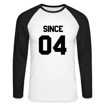 Together since 2004 Paarshirt - Unisex Baseballshirt langarm - Weiß/Schwarz - Vorne - Nik (191cm)