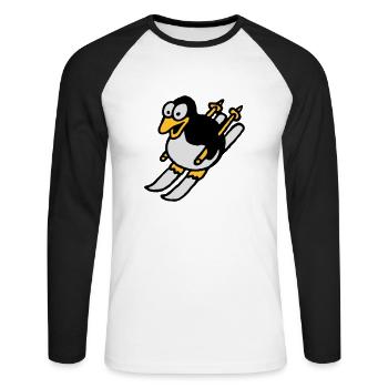 pinguin_ski_022011_i_3c - Unisex Baseballshirt langarm - Weiß/Schwarz - Vorne - Nik (191cm)