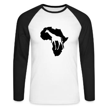 Giraffe Africa (Afrika) Spirit of Africa schwarzer - Unisex Baseballshirt langarm - Weiß/Schwarz - Vorne - Nik (191cm)