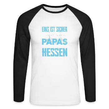 HESSEN - papa - Unisex Baseballshirt langarm - Weiß/Schwarz - Vorne - Nik (191cm)