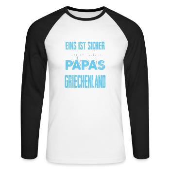 GRIECHENLAND - papa - Unisex Baseballshirt langarm - Weiß/Schwarz - Vorne - Nik (191cm)