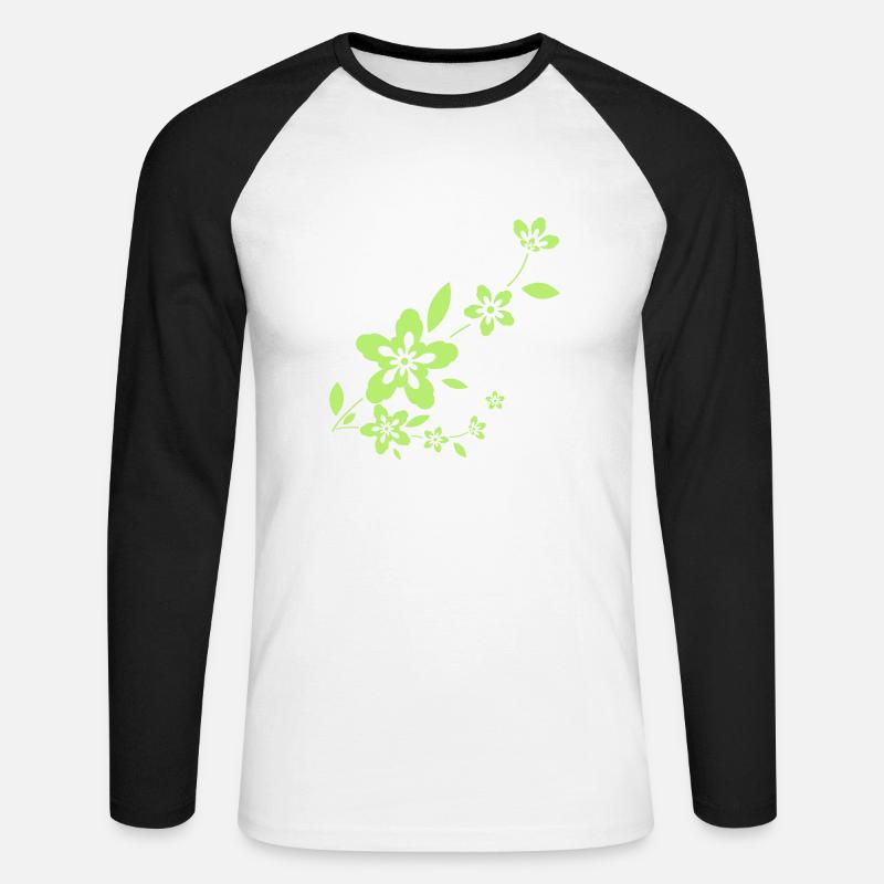 Blume - Unisex Baseballshirt langarm - Weiß/Schwarz