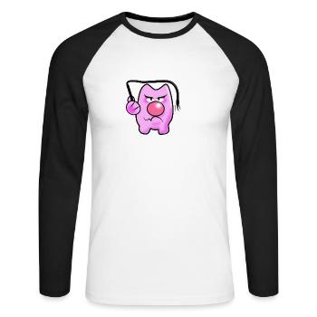 Peitschen Schwein - Unisex Baseballshirt langarm - Weiß/Schwarz - Vorne - Nik (191cm)