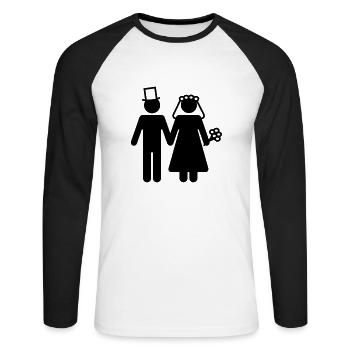 Bride and Groom - Add Your Own Text - Unisex Long Sleeve Baseball T-Shirt - white/black - Front - Nik (191cm)