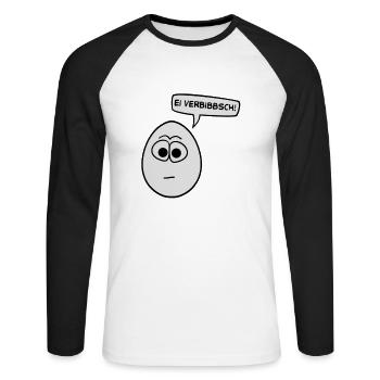 Ei verbibbsch - thEggs - Unisex Baseballshirt langarm - Weiß/Schwarz - Vorne - Nik (191cm)