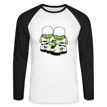 2 freunde team paar soldat tarnmuster krieg armee - Unisex Baseballshirt langarm - Weiß/Schwarz - Vorne - Nik (191cm)