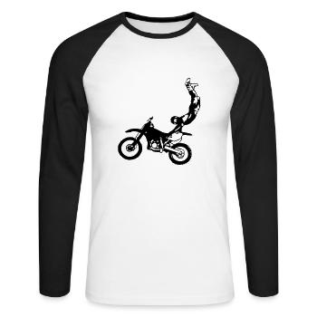 FMX Freestyler - Unisex Baseballshirt langarm - Weiß/Schwarz - Vorne - Nik (191cm)