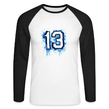 Marseille 13 Dirt - T-shirt baseball manches longues Homme - blanc/noir - Devant - Nik (191cm)