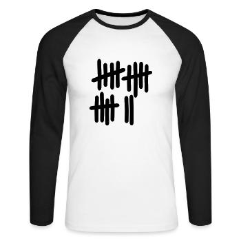 17 - Nummer - Unisex Baseballshirt langarm - Weiß/Schwarz - Vorne - Nik (191cm)