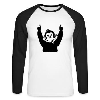 party_monkey_pi1 - T-shirt baseball manches longues Homme - blanc/noir - Devant - Nik (191cm)