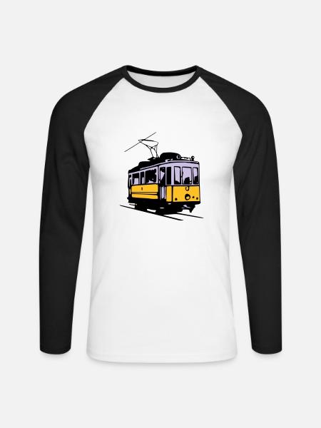 Tram historique / historic Tram - Unisex Long Sleeve Baseball T-Shirt - white/black