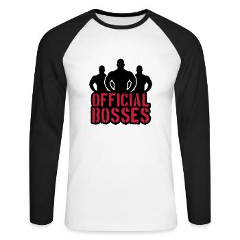 Official Bosses Team Crew - Unisex Long Sleeve Baseball T-Shirt - white/black - Front - Nik (191cm)