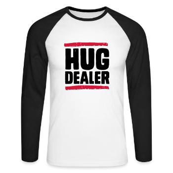 Hug Dealer - T-shirt baseball manches longues Homme - blanc/noir - Devant - Nik (191cm)