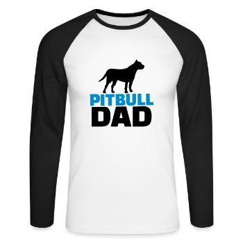 Pitbull Dad - T-shirt baseball manches longues Homme - blanc/noir - Devant - Nik (191cm)