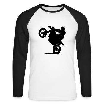 Supermoto - Supermotard - Unisex Long Sleeve Baseball T-Shirt - white/black - Front - Nik (191cm)