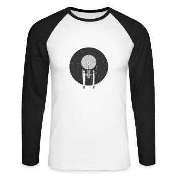 Vaisseau spatial dans l’espace - T-shirt baseball manches longues Homme - blanc/noir - Devant - Nik (191cm)