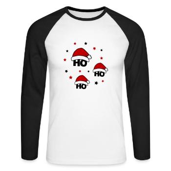 ho ho ho 02 - Unisex Long Sleeve Baseball T-Shirt - white/black - Front - Nik (191cm)