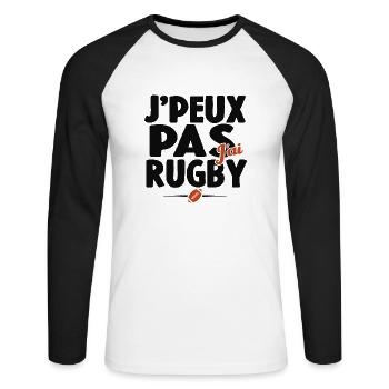 Je Peux Pas J'ai Rugby Cadeau Amoureux De Rugby - T-shirt baseball manches longues Homme - blanc/noir - Devant - Nik (191cm)