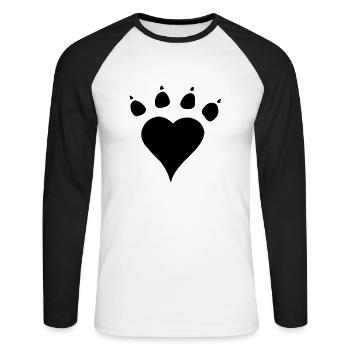 Patte de chien en forme de cœur - T-shirt baseball manches longues Homme - blanc/noir - Devant - Nik (191cm)