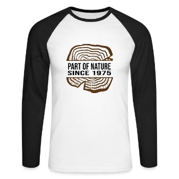 original 1975 anniversaire 47 ans anniversaire nature - T-shirt baseball manches longues Homme - blanc/noir - Devant - Nik (191cm)